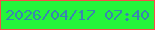 文字の大きさ：5、枠の色：f74e49、背景の色：25f53b、文字の色：3985b0 無料ブログパーツのブログ時計