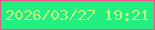 文字の大きさ：2、枠の色：f7508f、背景の色：21ef80、文字の色：bdfd84 無料ブログパーツのブログ時計