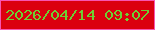 文字の大きさ：1、枠の色：f755b1、背景の色：db000f、文字の色：6ecf33 無料ブログパーツのブログ時計