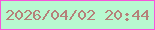 文字の大きさ：5、枠の色：f755da、背景の色：b8f8d0、文字の色：b58179 無料ブログパーツのブログ時計