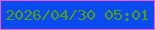 文字の大きさ：4、枠の色：f756de、背景の色：094bee、文字の色：549d18 無料ブログパーツのブログ時計
