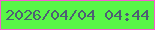 文字の大きさ：2、枠の色：f75cd1、背景の色：59f647、文字の色：4d5f74 無料ブログパーツのブログ時計