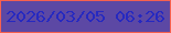 文字の大きさ：5、枠の色：f7604f、背景の色：5c48a4、文字の色：2629c0 無料ブログパーツのブログ時計