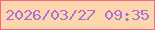 文字の大きさ：4、枠の色：f7657f、背景の色：fdd6ae、文字の色：ab71d3 無料ブログパーツのブログ時計