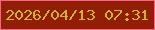 文字の大きさ：1、枠の色：f76688、背景の色：921e07、文字の色：cfaf41 無料ブログパーツのブログ時計