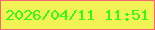 文字の大きさ：1、枠の色：f76971、背景の色：f2f257、文字の色：31fd14 無料ブログパーツのブログ時計