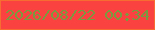 文字の大きさ：3、枠の色：f76d31、背景の色：fa4241、文字の色：7b993f 無料ブログパーツのブログ時計