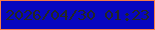 文字の大きさ：2、枠の色：f77b47、背景の色：0706bf、文字の色：242725 無料ブログパーツのブログ時計