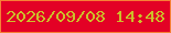 文字の大きさ：1、枠の色：f77f36、背景の色：e30125、文字の色：ccbf2a 無料ブログパーツのブログ時計
