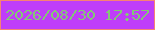 文字の大きさ：1、枠の色：f78273、背景の色：bf3ef9、文字の色：83c876 無料ブログパーツのブログ時計