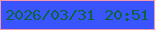 文字の大きさ：1、枠の色：f797ae、背景の色：3a55ff、文字の色：0d6440 無料ブログパーツのブログ時計