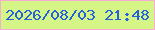 文字の大きさ：3、枠の色：f7add1、背景の色：d5f587、文字の色：2661dc 無料ブログパーツのブログ時計