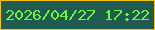 文字の大きさ：5、枠の色：f7c10e、背景の色：205b51、文字の色：70f53c 無料ブログパーツのブログ時計