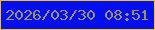文字の大きさ：4、枠の色：f7c501、背景の色：010fef、文字の色：9d9168 無料ブログパーツのブログ時計