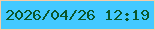 文字の大きさ：5、枠の色：f7cca6、背景の色：43c9ff、文字の色：0a572b 無料ブログパーツのブログ時計