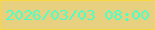 文字の大きさ：5、枠の色：f7d840、背景の色：e8d081、文字の色：4efec7 無料ブログパーツのブログ時計