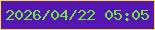 文字の大きさ：1、枠の色：f7e04a、背景の色：5615b2、文字の色：6cea3c 無料ブログパーツのブログ時計