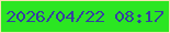文字の大きさ：1、枠の色：f7e2b5、背景の色：2be622、文字の色：3440a0 無料ブログパーツのブログ時計
