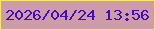 文字の大きさ：4、枠の色：f7e767、背景の色：ce9ba9、文字の色：440cbe 無料ブログパーツのブログ時計