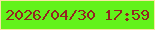 文字の大きさ：4、枠の色：f7e7a3、背景の色：62f21a、文字の色：932521 無料ブログパーツのブログ時計