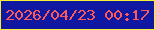 文字の大きさ：4、枠の色：f7ed31、背景の色：1017a0、文字の色：ff5958 無料ブログパーツのブログ時計
