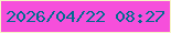 文字の大きさ：4、枠の色：f7f5c6、背景の色：f64fdb、文字の色：016b90 無料ブログパーツのブログ時計
