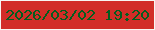 文字の大きさ：5、枠の色：f7f6f1、背景の色：d22d27、文字の色：035d1f 無料ブログパーツのブログ時計