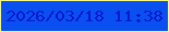 文字の大きさ：3、枠の色：f7f883、背景の色：0a50f1、文字の色：0618cf 無料ブログパーツのブログ時計