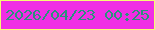 文字の大きさ：4、枠の色：f7fc73、背景の色：f02ee5、文字の色：2b927c 無料ブログパーツのブログ時計
