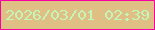 文字の大きさ：3、枠の色：f800a3、背景の色：dfbf84、文字の色：c4f5b9 無料ブログパーツのブログ時計