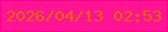 文字の大きさ：5、枠の色：f8018f、背景の色：fe1392、文字の色：e96311 無料ブログパーツのブログ時計