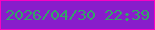 文字の大きさ：5、枠の色：f802c3、背景の色：881dcb、文字の色：34a467 無料ブログパーツのブログ時計