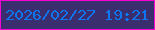 文字の大きさ：1、枠の色：f802d6、背景の色：3a2e6f、文字の色：0d76f0 無料ブログパーツのブログ時計