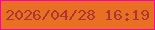 文字の大きさ：2、枠の色：f803ab、背景の色：e97023、文字の色：aa3734 無料ブログパーツのブログ時計