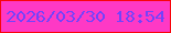文字の大きさ：3、枠の色：f8040b、背景の色：fe39c5、文字の色：7442fa 無料ブログパーツのブログ時計