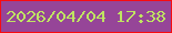 文字の大きさ：3、枠の色：f80b11、背景の色：964598、文字の色：bfe462 無料ブログパーツのブログ時計