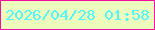 文字の大きさ：5、枠の色：f80ba4、背景の色：edfbbd、文字の色：55f5fc 無料ブログパーツのブログ時計