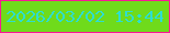 文字の大きさ：2、枠の色：f81894、背景の色：6fdb1b、文字の色：2edecf 無料ブログパーツのブログ時計