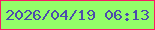 文字の大きさ：3、枠の色：f81c65、背景の色：93fe69、文字の色：4c4cac 無料ブログパーツのブログ時計