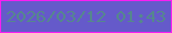 文字の大きさ：5、枠の色：f81ef2、背景の色：655aca、文字の色：55878d 無料ブログパーツのブログ時計