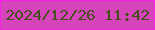 文字の大きさ：5、枠の色：f81fe8、背景の色：d644bc、文字の色：444f1a 無料ブログパーツのブログ時計