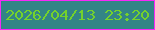 文字の大きさ：3、枠の色：f828f8、背景の色：338586、文字の色：74d22c 無料ブログパーツのブログ時計