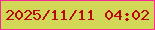 文字の大きさ：3、枠の色：f82994、背景の色：d3d757、文字の色：b70a09 無料ブログパーツのブログ時計