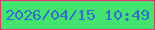 文字の大きさ：3、枠の色：f82a78、背景の色：43e36e、文字の色：336cd8 無料ブログパーツのブログ時計