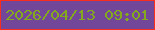 文字の大きさ：1、枠の色：f82d1d、背景の色：724699、文字の色：85a91c 無料ブログパーツのブログ時計