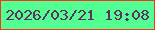 文字の大きさ：4、枠の色：f83518、背景の色：53ff92、文字の色：61305e 無料ブログパーツのブログ時計