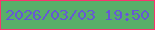 文字の大きさ：5、枠の色：f8356f、背景の色：59af69、文字の色：6657d6 無料ブログパーツのブログ時計