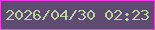文字の大きさ：5、枠の色：f838e7、背景の色：5e4c70、文字の色：bad29f 無料ブログパーツのブログ時計