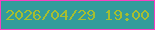 文字の大きさ：5、枠の色：f840c2、背景の色：339c9b、文字の色：a6be30 無料ブログパーツのブログ時計