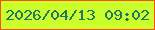 文字の大きさ：4、枠の色：f84d15、背景の色：cbff2c、文字の色：247466 無料ブログパーツのブログ時計